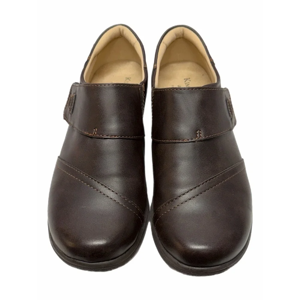 Kim Rogers Womens Ultra Comfort Dark Brown Leather Slip On Loafers Size 8.5M